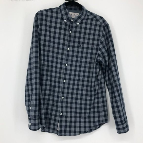Original Penguin men’s blue checkered plaid button down shirt medium - Picture 13 of 13